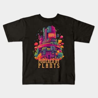 Powered By Plants - Synthwave Style Vegetable Power Plant Kids T-Shirt